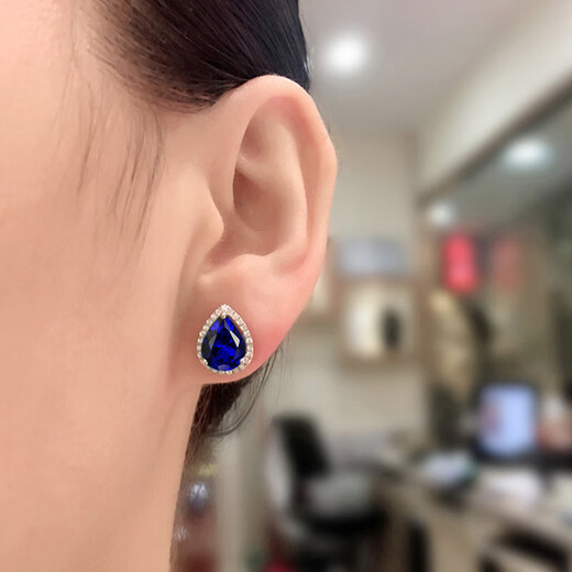 Sapphire earrings, 925 silver inlaid with carat colored gems, tanzanite jewelry earrings, plated with 18K gold, women's blue earrings