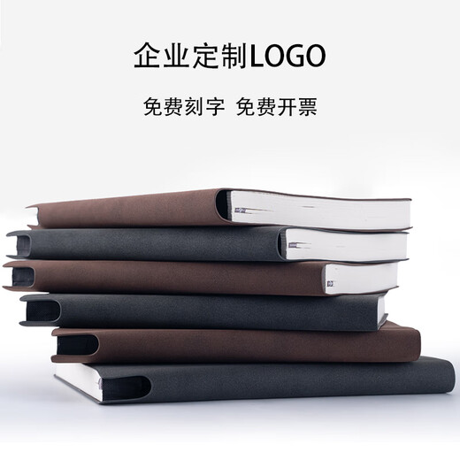 九千年2025羊巴皮软皮高颜值笔记本定制可印logo简约商务记事本礼品横线刻字带笔插加厚口袋本 黑色2025(送笔) B5