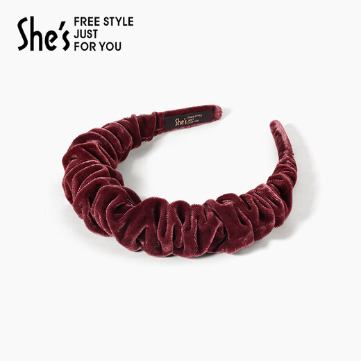 She s Qianzi simple tracing pleated velvet high skull headband pressure hair headband high-end hairpin autumn and winter hair accessories headdress red A0