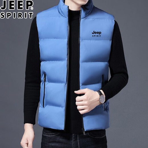 JEEP SPIRIT马甲男秋冬季潮流男装加厚保暖休闲背心男士棉服外套坎肩外穿衣服 M66黑色 2XL （建议130-145斤）