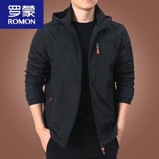 Romon Men's Jacket Autumn and Winter Plus Winken Velvet Chaqueta Invierno Masta Invierno 2024 NUEVA MENOS MEDIA MEDIA MEDIA Ropa gruesa 9898 Azul Osck Bloveable Gat, más Velvet XL 180Specifications150Jin [Jin equivale a 0.5 kg]