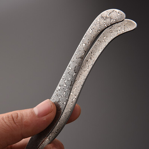 Damascus stainless steel tea clip Kung Fu tea set accessories tea clip washing cup clip tea tweezers tea cup clip household 304 stainless steel shield tea clip