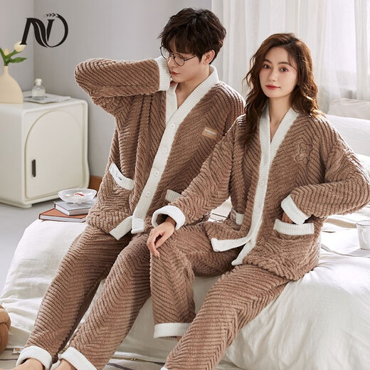 Nong Dai-Paar Pyjamas im Winterkoralle-Samt verdickte Plüsch-Strickjacke Casual Kimono Plüsch Männer und Frauen können außerhalb von 829 m (160) (80-100jin [Jin gleich 0,5 kg]) Frauen-Single-Set tragen