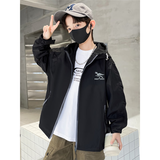 Boys Autumn Korean Jacket Big Children Spring Autumn Solid Color Boys Hooded Sports Handsome Thin Jacket Trendy NN-A12 Green 170cm