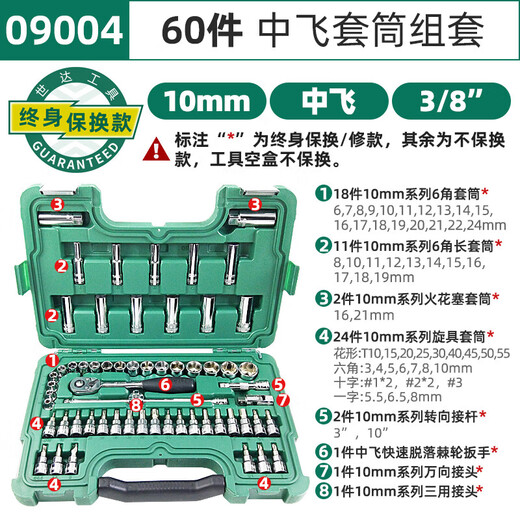 MPPMCK中飞加长套筒头10mm中号六角套筒810121314192122mm 12401 10mm系列6角长套筒8mm