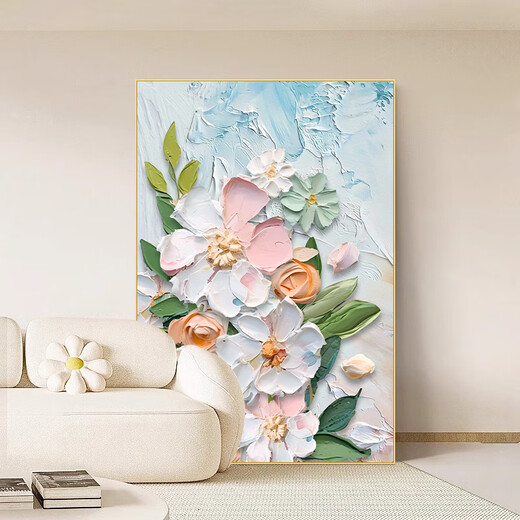 Yihuanyu Cream Style Living Room Decorative Painting Flower Entrance Hall Corridor Hanging Painting Sofa Back Background Wall Nordic Texture Mural