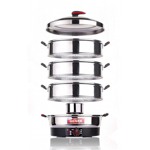 Multifunctional household large-capacity steamer large electric steamer machine commercial stainless steel multi-layer steamer steamer three-layer steamer four-layer enlarged electric steamer steamer fast steamer Yafu second generation 35cm 3 layers (household model)