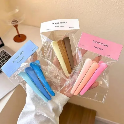 Seamless hair clip for girls, side bangs clip for face wash and makeup, hair clip, duckbill clip, random hair color, mixed color combination, 5 pcs