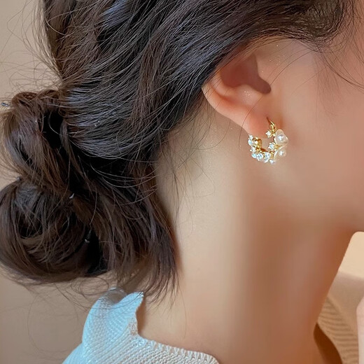 Xiaose Imitation Pearl Flower Earrings Niche Design Earrings High-end Earrings Women's Earrings Women's 2025 New Versatile Flower Earrings E3157