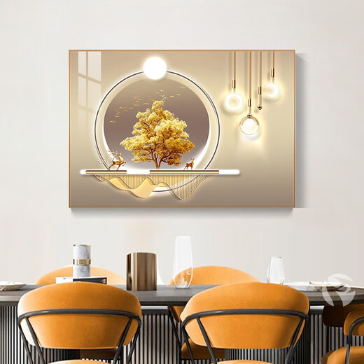 Mo style restaurant decoration painting modern minimalist dining room banner hanging painting light luxury dining room background wall kitchen mural no punching three meals four seasons 70*50cm crystal porcelain