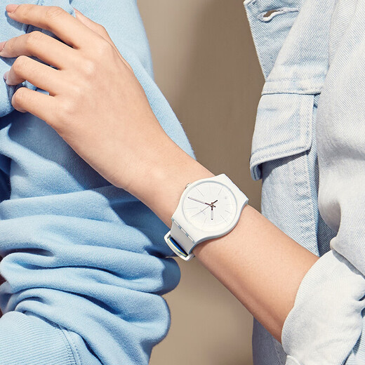 斯沃琪（Swatch）瑞士手表 原创系列 纯白炫彩 学生日历简约石英男女表SUOS404