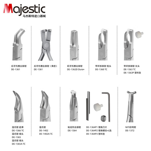 马杰斯特（Majestic）牙科正畸钳子细丝鸟嘴钳转矩钳弓丝末端弯制钳牙医技工钳口腔器械 弓丝弯制钳（弧度修整钳）DE-1391