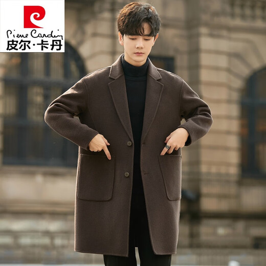 
Pierre cardin double-sided woolen coat for men mid-length high-end high-end thickened double-sided woolen coat for men gray-green L