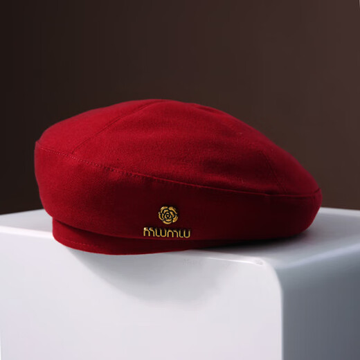 Romantic beret black woolen beret for women 2024 new autumn and winter face-showing small French bud hat painter newsboy hat burgundy one size fits all