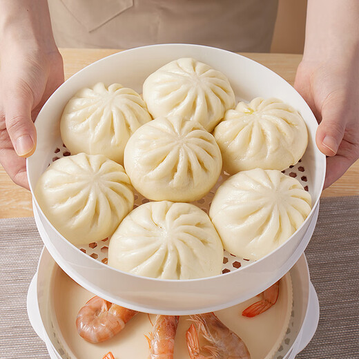 Baijie double-layer microwave steamer can add water steaming box microwave heating special utensil container steamer