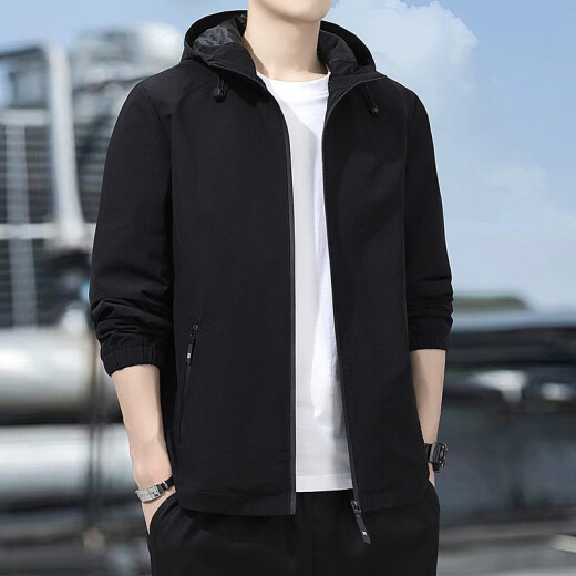 Jagani Jacket Men's Jacket Autumn and Winter Korean Jacket Casual Baseball Uniform Large Size Gown Outer Clothes Men's Black XL