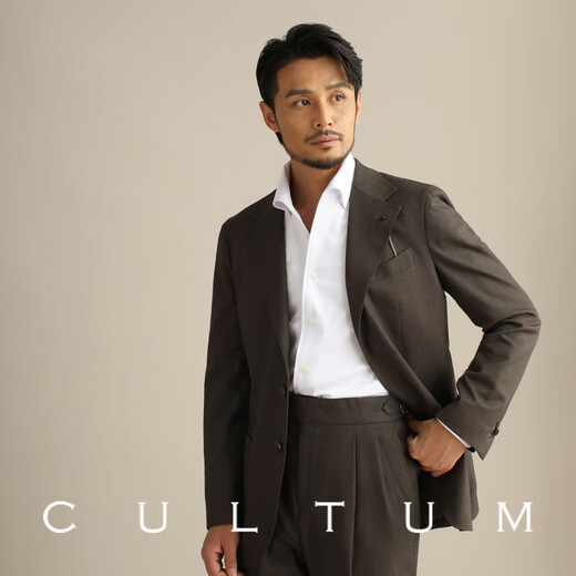 CULTUM Italian Naples suit men's business formal suit gentleman's casual groom's wedding suit three-piece suit linen brown three-piece suit 170B /48B