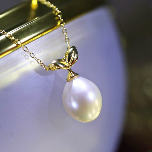 Yue Fei Jewelry Freshwater Pearl Pendant Sprout S925 Silver Water Drop Slightly Flawed 9-10mm High Light Pearl Single Pendant