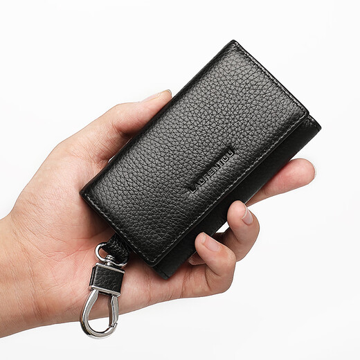 
Old man's head [top layer cowhide] light luxury men's birthday gift key bag card bag 2025 new wallet long coin wallet black