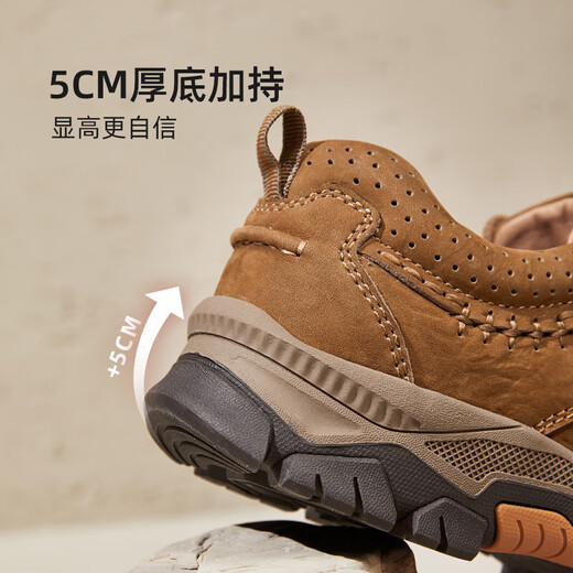 骆驼牌 休闲运动男鞋复古牛皮工装鞋厚底时尚百搭 P14A307615 驼色 40