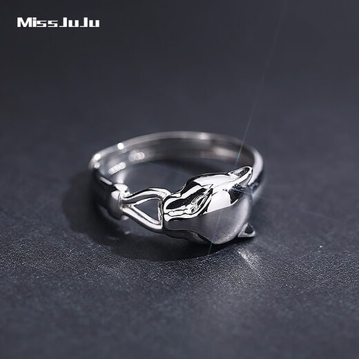 Miss JuJu pt950 platinum ring men's platinum ring men's domineering personality leopard head live adjustable opening large ring weighing 6.7-6.9 grams