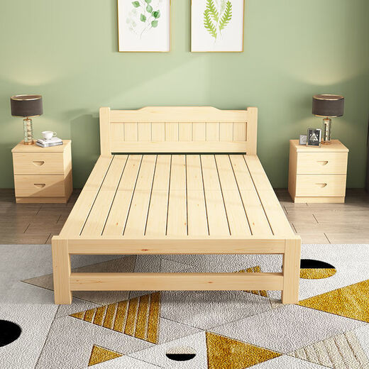 Jinhe massives Holzklappbett Haushalt Einzelbett Miethaus 1,2 Meter Einfaches Bett zum Mittagessen BRÜSSCHALTUNG Hartes Brettbett 1,5 Meter doppelte Person kostenlose Installation 150 cm breit (horizontaler Brettstil mit hoher Höhe)