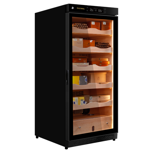 Meijing (raching) C230A solid wood constant temperature and humidity cigar cabinet, precise temperature control and humidity control humidifier, real air-cooled, frost-free household cigar cabinet, starry sky black (Spanish cedar wood shelf)