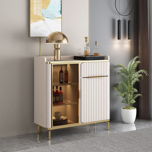 Mikeyou (Mikeyou) rock slab sideboard integrated narrow modern simple household tea cabinet wine cabinet storage cabinet wall cabinet living room sideboard Xingfubai 80*40*95 rock slab desktop Master installs on doorstep
