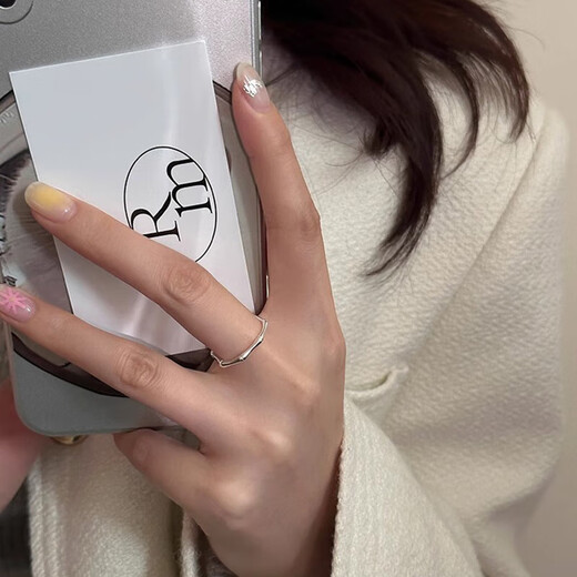 Silver bamboo ring, simple, niche and cold style couple ring, male and female pair of bamboo rings, female model, opening adjustable