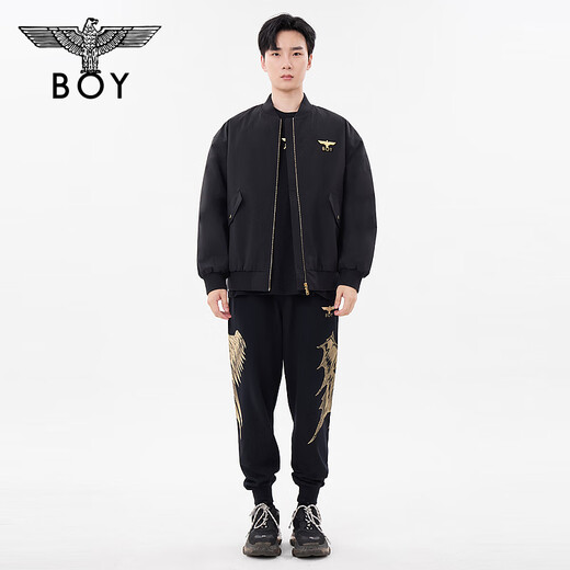 BOY LONDON Spring Unisex Jacket Black Gold Wings Embroidered Trendy Brand Warm Cotton Jacket N29009 Black XS
