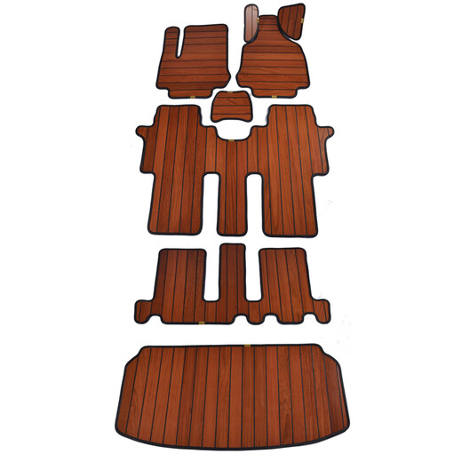 Anden 25 Buick GL8 Wood Flooring Foot Pad 652t Business Class 653t es Lu Zun Lu Shang Solid Wood Foot Pad Special for the whole car three rows of foot pads teak original color (aluminum alloy middle seam)
