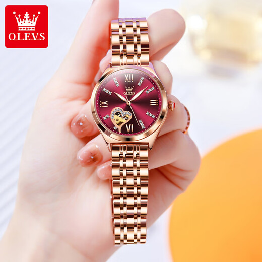 OLEVS Swiss Certified Brand Watches for Women Mechanical Watches Temperamento completamente automático Soccina para mujeres Relojes de mujeres impermeables luminosas