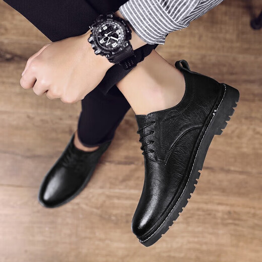 
New products for men's shoes casual leather shoes fashion Korean version for men's business shoes men's formal shoes versatile flat-soled shoes 9920 black 40