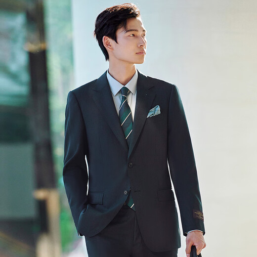 Anniversary Bird Suit Men's VBC Imported Fabric Light Business Formal Suit Suit Business Travel Anti-wrinkle Easy to Care Turquoise Highly Twisted Floral Yarn Solid Color 48 A(175/96) /Please note waist or pants