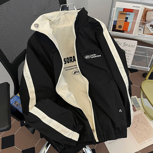 FNAADOOG (FNAADOOG) Spring and Autumn New Style Reversible Jacket Men's Handsome Trendy Brand High-end Hong Kong Style Japanese Casual Jacket Black Reverse Apricot L Recommended 120Jin Jin is equal to 0.5kg -135Jin Jin is equal to 0.5kg