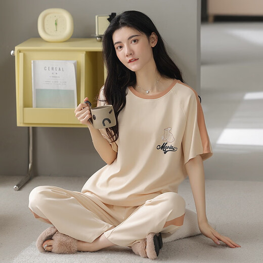Meijun Frühling und Sommer neu purer Baumwollpyjamas Frauen -Set Koreanischer Hausanzug Kurzarmhose Frauen 9717 m