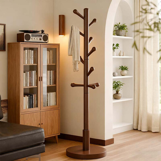 DSRAWMYT solid wood coat rack floor-standing vertical clothes rack bedroom office clothes rack simple multi-hook clothes drying rack