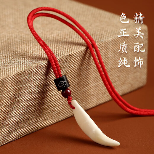 Jinshuitang Black Dog Tooth Necklace Pendant Amulet Baby Children Baby Nightmare Shock Necklace Men and Women's Year of the Life Pendant Single Hole Red Rope Style
