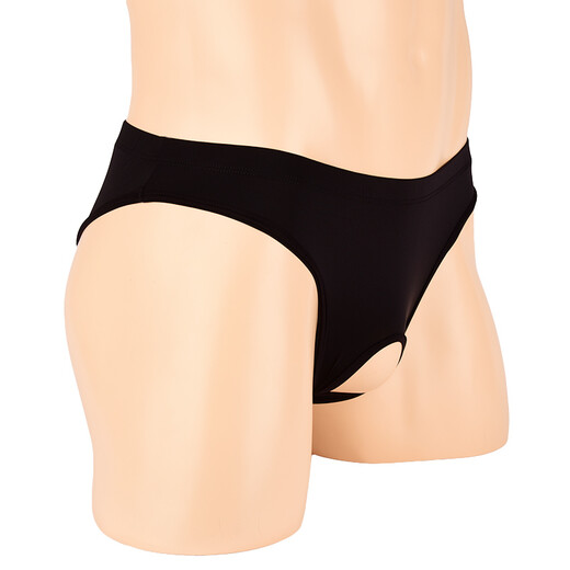 Feiqu men's sexy underwear, men's free crotch briefs, low-waisted sexy hollow ice silk underwear ga white