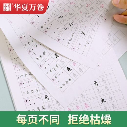 Huaxia Diez mil volúmenes de cuaderno de práctica de caligrafía regular para adultos Plan de práctica de caligrafía de 7000 palabras de Wu Yusheng Este entrenamiento de control de lápiz Tutorial de caligrafía de base cero para principiantes Copia con lápiz de libros de práctica de caligrafía de uso común Un total de 12 libros