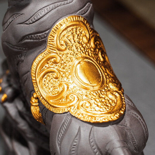 Mingke Tea Pet Ornaments Boutique Can Raise Purple Clay Tea Play Tiger Lucky Tea Set Handmade Tea Tray Accessories Living Room Home Furnishings Gold Painted Tea Pet Tiger