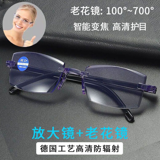 Vieruodis Lesebrille Automatische Zoom 100-700 Grad Strahlungssicheres blaues Licht retteless Smart Reading Brille für Männer und Frauen authentische Produkte Automatisch Zoom 100-700 Grad Blaulicht