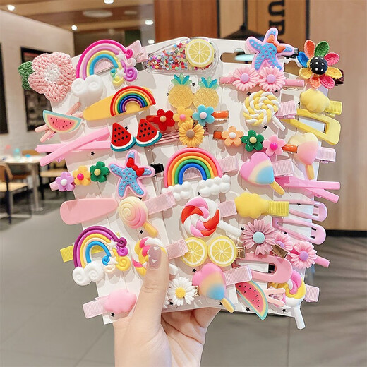 Kleine Mädchen Haarkarte Mädchen süße Babykarte 70 Stücke Kinder Internet Promi Haarclip Haarzubehör BB Clip Hauptbild 70 Stück Set Set Set