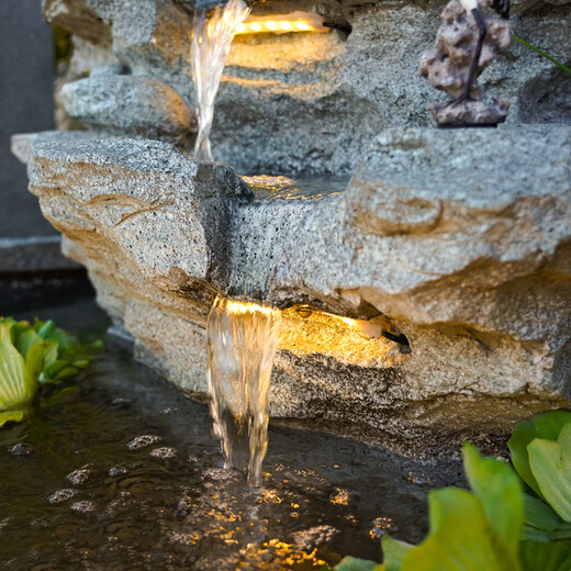 泉韵假山鱼池瀑布流水景观摆件循环水鱼缸庭院阳台墙角风水轮造景装饰 【190×70×155CM高】货号5010