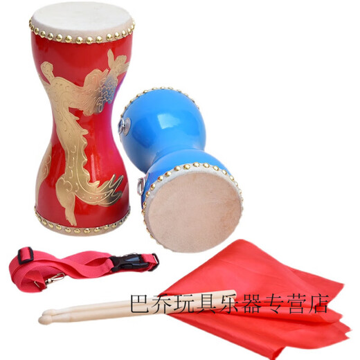 
IGIFTFIRE cowhide breast drum children's waist drum small waist drum thin waist drum long drum yangko drum dance hand-pat drum Xixia drum kid waist drum 12cm red dragon chest drum + drum stick + strap + square scarf