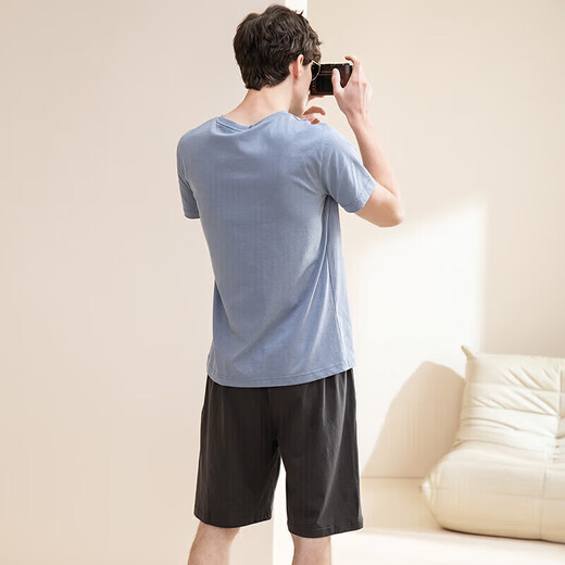 
Fenten pajamas men's pure cotton fashion summer pullover round neck sports style short-sleeved home clothing set