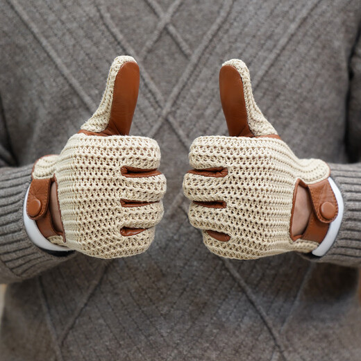 NOOLDERS men's retro style driving gloves touch screen motorcycle leather gloves bicycle riding cotton braided back motorcycle gloves thin non-slip wear-resistant camel touch screen (silky lining) S size