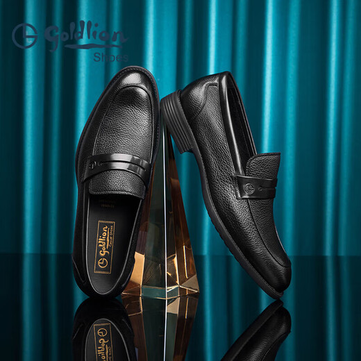 Goldlion Men's Shoes Business Casual Shoes Leather Shoes Light and Comfortable Leather Shoes G521310324AAB-Black-39 Size