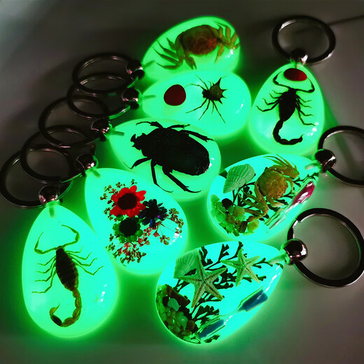 DR-FLVVS insect luminous amber car keychain ring Korean version cute cartoon pendant for men and women as a gift Bumblebee-luminous buckle