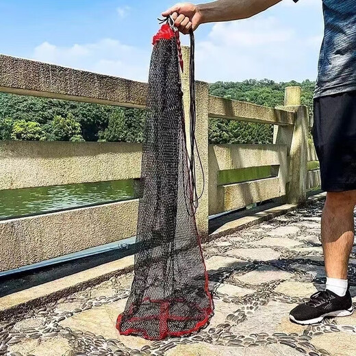 Fish protector, portable small mesh bag with dense eyes for wild fishing, foldable wheat quick-drying anti-hanging pocket, fish protector basket 40cm 0.5m portable belt-mouthed wheat fish protector